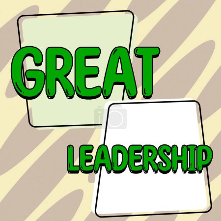 Photo for Hand writing sign Great Leadership, Word for motivating showing to act towards achieving a common goal - Royalty Free Image
