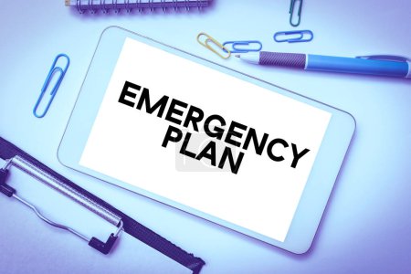 Photo for Conceptual display Emergency Plan, Internet Concept Procedures for response to major emergencies Be prepared - Royalty Free Image
