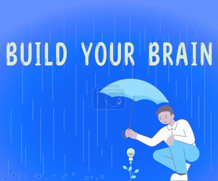 Foto de Firma mostrando Construye tu cerebro, Palabra Escrito en actividades mentales para mantener o mejorar las habilidades cognitivas - Imagen libre de derechos