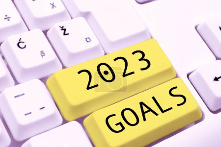 Foto de Texto de la leyenda que presenta 2023 Metas, Palabra para Un plan para hacer algo nuevo y mejor para el próximo año - Imagen libre de derechos