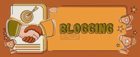 Photo for Text sign showing Blogging, Business approach contains online personal reflections comments videos and photograph - Royalty Free Image