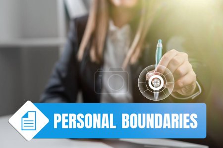 Photo for Text sign showing Personal Boundaries, Business idea something that indicates limit or extent in interaction with personality - Royalty Free Image