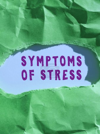 Photo for Text caption presenting Symptoms Of Stress, Internet Concept serving as symptom or sign especially of something undesirable - Royalty Free Image