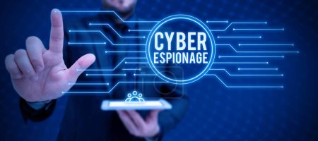 Photo for Inspiration showing sign Cyber Espionage, Business overview obtaining secrets and information without the permission - Royalty Free Image