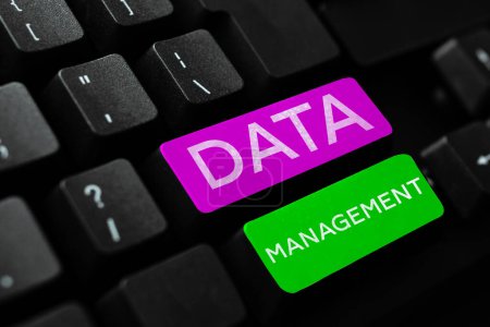 Photo for Writing displaying text Data Management, Business approach disciplines related to managing data as a valuable resource - Royalty Free Image