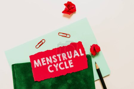 Foto de Escribir mostrando texto Ciclo Menstrual, Concepto de Internet Ciclo mensual de cambios en los ovarios y el revestimiento del útero - Imagen libre de derechos