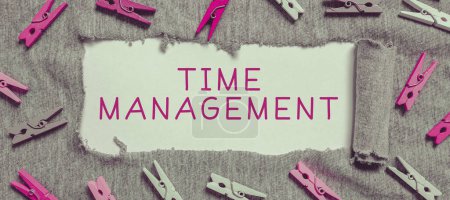 Photo for Text caption presenting Time Management, Word for Schedule Planned for Job Efficiency Meeting Deadlines - Royalty Free Image