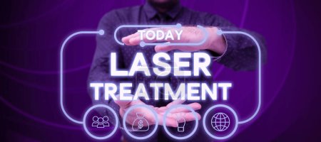 Téléchargez les photos : Texte d'inspiration Laser Treatment, Photo conceptuelle de diverses techniques médicales et chirurgicales utilisant des lasers - en image libre de droit