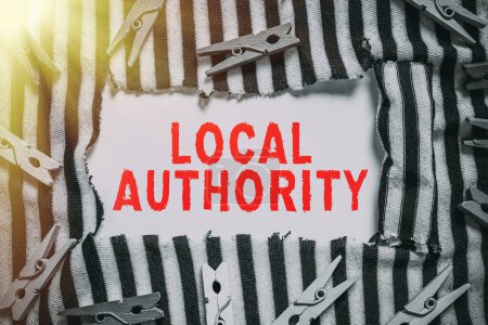 Photo for Hand writing sign Local Authority, Business overview the group of showing who govern an area especially a city - Royalty Free Image