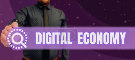 Foto de Escribir mostrando texto Economía Digital, Word Escribir sobre actividades económicas basadas en tecnologías digitales - Imagen libre de derechos
