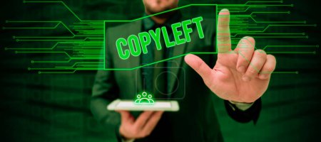 Foto de Texto que presenta Copyleft, Concepto de Internet el derecho a utilizar libremente, modificar, copiar y compartir software, obras de arte - Imagen libre de derechos