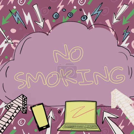 Foto de Leyenda conceptual No fumar, Palabra Escrito en el uso de tabaco está prohibido en este lugar - Imagen libre de derechos