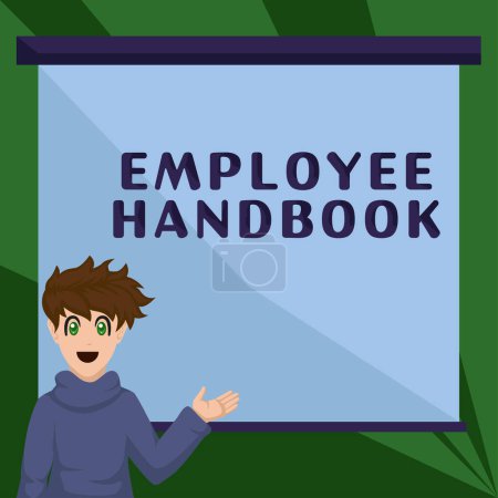 Photo for Writing displaying text Employee Handbook, Business overview Document Manual Regulations Rules Guidebook Policy Code - Royalty Free Image