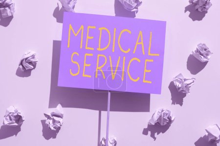 Photo for Hand writing sign Medical Service, Word for treat illnesses and injuries that require medical response - Royalty Free Image