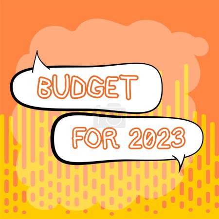 Téléchargez les photos : Texte source d'inspiration Budget 2023, Word for An written estimates of revenue and expenditure for 2023 - en image libre de droit