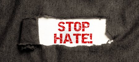 Foto de Señal de texto que muestra Detener el odio, concepto de negocio Evitar la presión agresiva o intimidación a los demás - Imagen libre de derechos