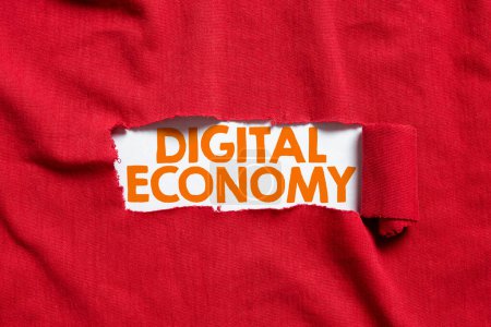 Foto de Leyenda conceptual Economía Digital, Actividades económicas fotográficas conceptuales basadas en tecnologías digitales - Imagen libre de derechos
