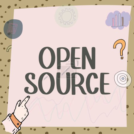 Téléchargez les photos : Légende de texte présentant Open Source, Word pour désigner le logiciel dont le code source original est disponible gratuitement - en image libre de droit