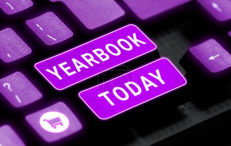 Photo for Text showing inspiration Yearbook, Business concept publication compiled by graduating class as a record of the years activities - Royalty Free Image