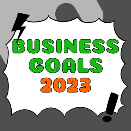 Photo for Writing displaying text Business Goals 2023, Concept meaning Advanced Capabilities Timely Expectations Goals - Royalty Free Image