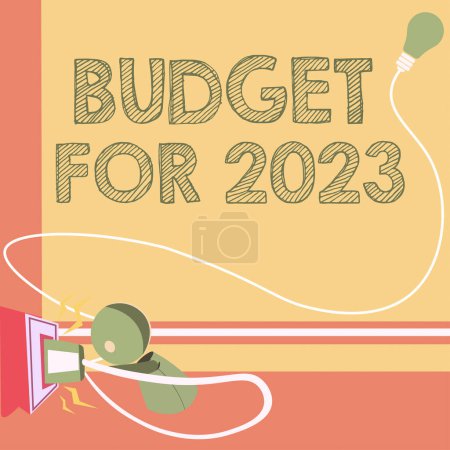 Téléchargez les photos : Légende conceptuelle Budget Pour 2023, Concept signifiant une estimation écrite des recettes et des dépenses pour 2023 - en image libre de droit