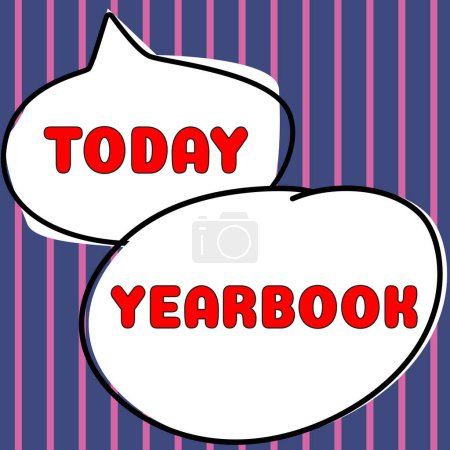 Photo for Inspiration showing sign Yearbook, Internet Concept publication compiled by graduating class as a record of the years activities - Royalty Free Image