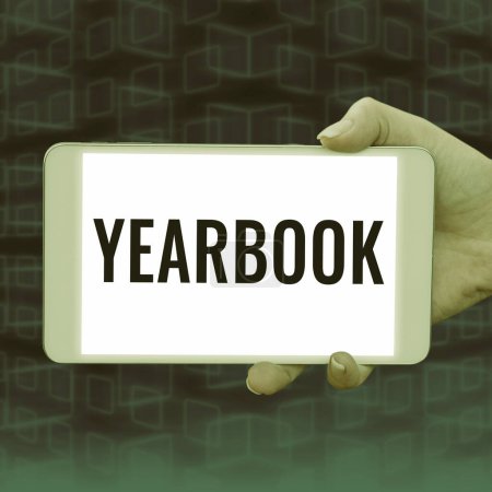 Photo for Text showing inspiration Yearbook, Conceptual photo publication compiled by graduating class as a record of the years activities - Royalty Free Image