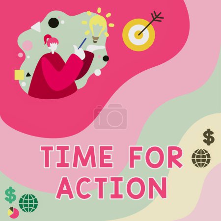 Photo for Handwriting text Time For Action, Concept meaning Urgency Move Encouragement Challenge Work - Royalty Free Image