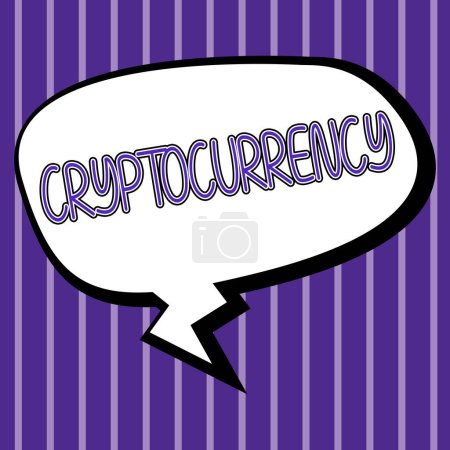 Photo for Text sign showing Cryptocurrency, Business showcase form of currency that exists digitally has no central issuing - Royalty Free Image