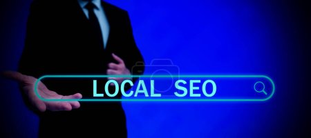 Photo for Inspiration showing sign Local Seo, Concept meaning This is an effective way of marketing your business online - Royalty Free Image
