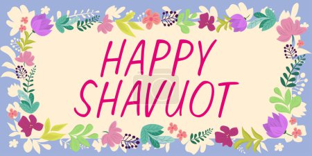 Photo for Writing displaying text Happy Shavuot, Business concept Jewish holiday commemorating of the revelation of the Ten Commandments - Royalty Free Image