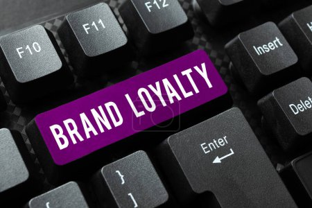 Photo for Text sign showing Brand Loyalty, Conceptual photo Repeat Purchase Ambassador Patronage Favorite Trusted - Royalty Free Image