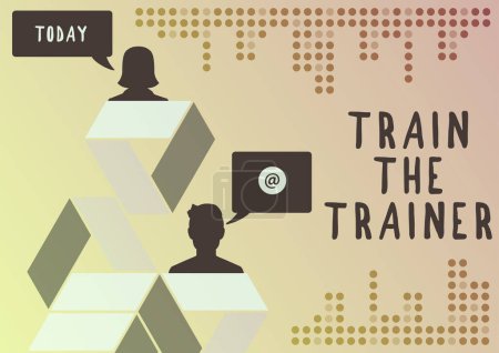 Foto de Señal de texto que muestra Train The Trainer, Word Escrito en identificado para enseñar mentor o entrenar a otros a asistir a clase - Imagen libre de derechos