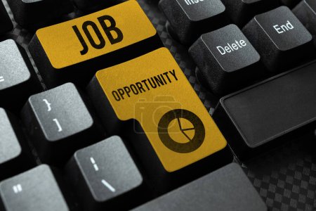 Foto de Leyenda conceptual Oportunidad de empleo, Palabra Escrito en una oportunidad de empleo o la oportunidad de conseguir un trabajo - Imagen libre de derechos