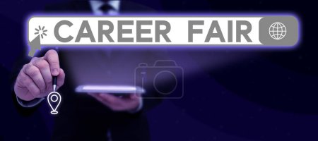 Photo for Text sign showing Career Fair, Business showcase an event at which job seekers can meet possible employers - Royalty Free Image