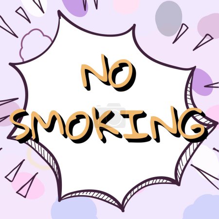 Foto de Cartel que muestra No Smoking, Visión general de negocios usando tabaco está prohibido en este lugar - Imagen libre de derechos