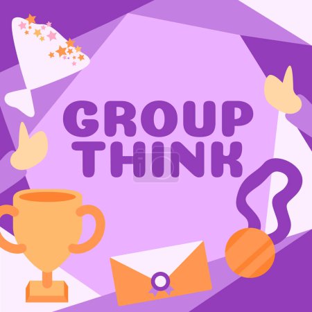 Photo for Text sign showing Group Think, Concept meaning gather either formally or informally to bring up ideas - Royalty Free Image