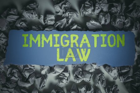 Foto de Texto que muestra inspiración Ley de Inmigración, Palabra Escrito en los estatutos nacionales y precedentes legales que rigen la inmigración - Imagen libre de derechos