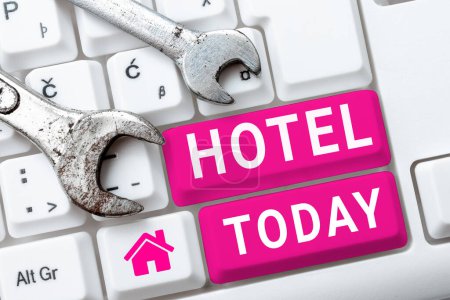 Photo for Handwriting text Hotel, Business showcase establishment providing accommodation meals services for travellers - Royalty Free Image