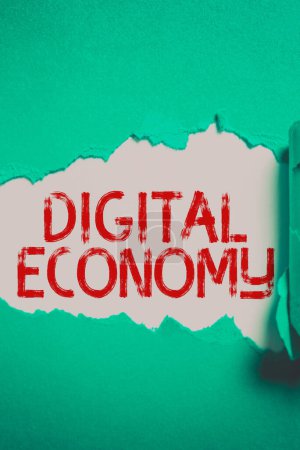 Foto de Texto a mano Economía digital, Visión general de las actividades económicas basadas en tecnologías digitales - Imagen libre de derechos