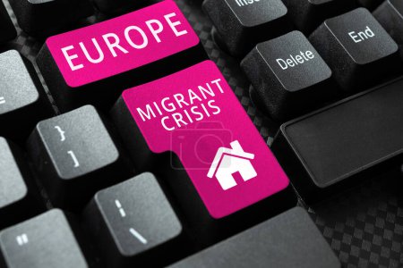 Photo for Writing displaying text Europe Migrant Crisis, Business concept European refugee crisis from a period beginning 2015 - Royalty Free Image