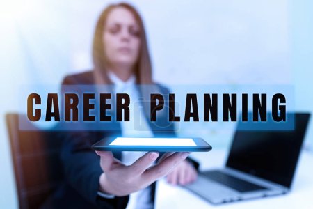 Photo for Writing displaying text Career Planning, Word Written on individual s is lifelong process of setting up personal career - Royalty Free Image