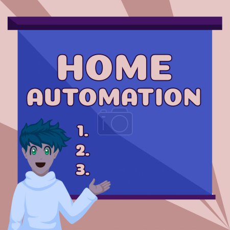 Photo for Text sign showing Home Automation, Business showcase home solution that enables automating the bulk of electronic - Royalty Free Image