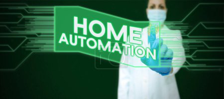 Photo for Text showing inspiration Home Automation, Business approach home solution that enables automating the bulk of electronic - Royalty Free Image