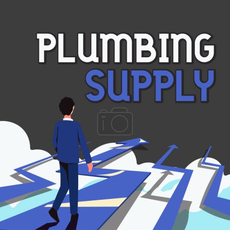 Photo for Inspiration showing sign Plumbing Supply, Business concept tubes or pipes connect plumbing fixtures and appliances - Royalty Free Image
