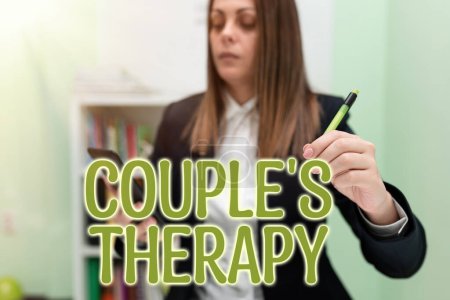 Foto de Signo de texto que muestra la terapia de pareja S, concepto de negocio tratar la angustia relación para individuos y parejas - Imagen libre de derechos