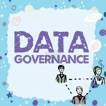 Foto de Firma que muestra la gobernanza de datos, negocio muestra la gestión general de los recursos de datos clave en una empresa - Imagen libre de derechos