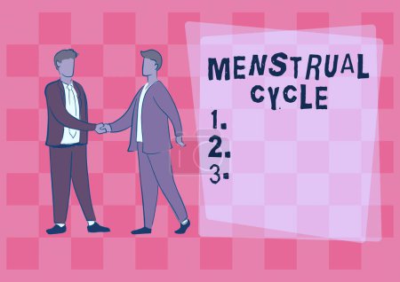 Foto de Signo que muestra el ciclo menstrual, concepto que significa ciclo mensual de cambios en los ovarios y el revestimiento del útero - Imagen libre de derechos