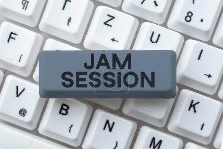 Photo for Sign displaying Jam Session, Business showcase impromptu performance by a group of musicians - Royalty Free Image