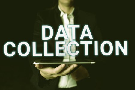 Foto de Señal de escritura manual Data Collection, Business muestra la recopilación y medición de información sobre variables específicas - Imagen libre de derechos